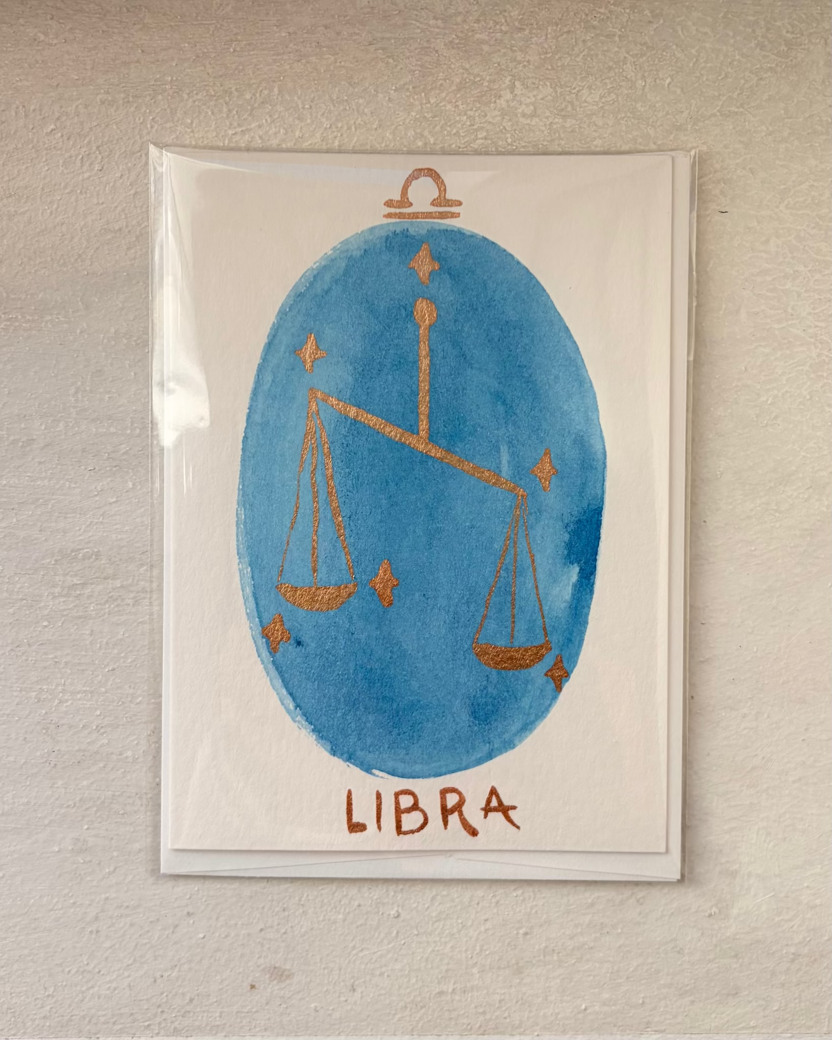 Libra: Hand-Painted Original Greeting Card