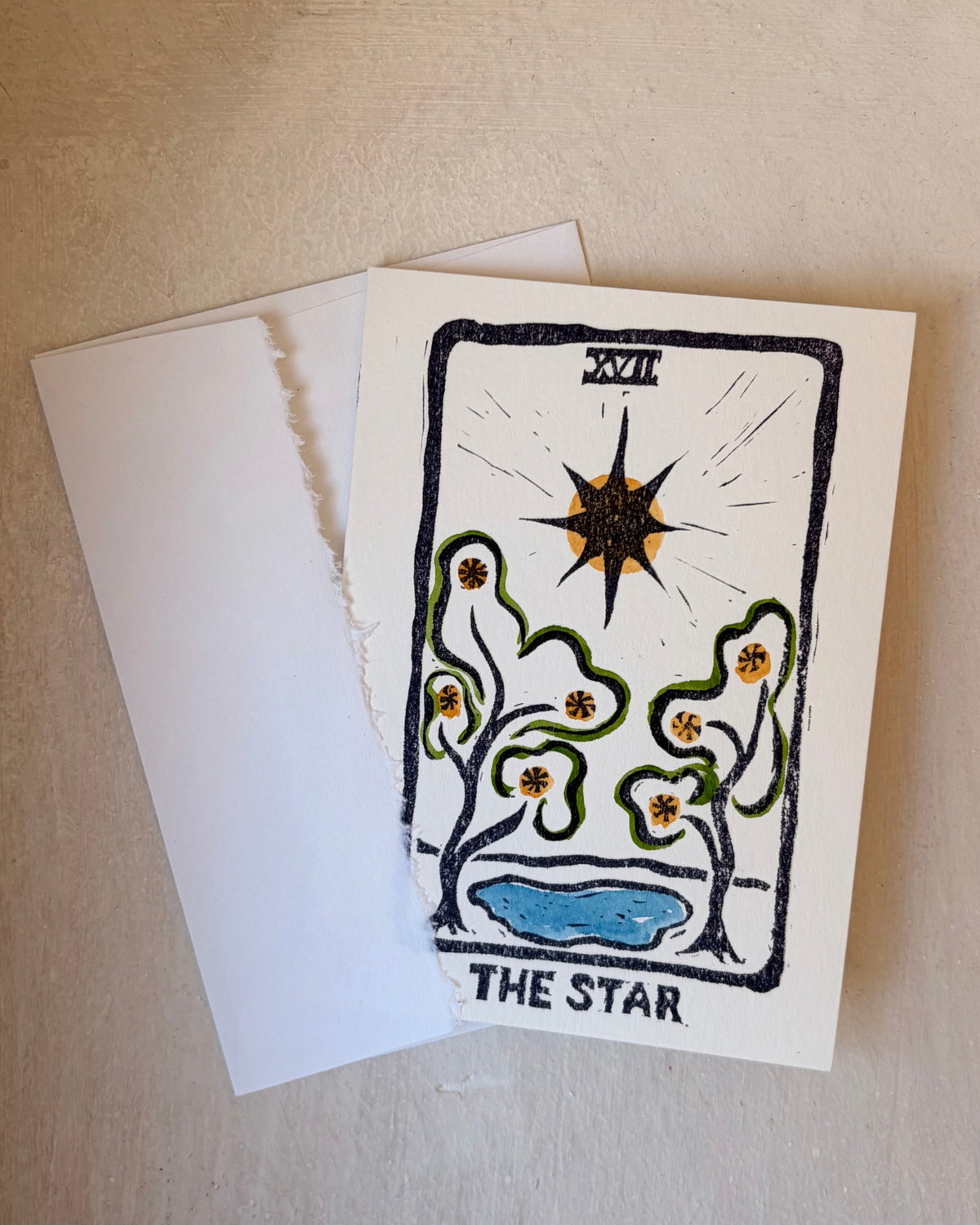 The Star: Hand-Painted Original Tarot Greeting Card