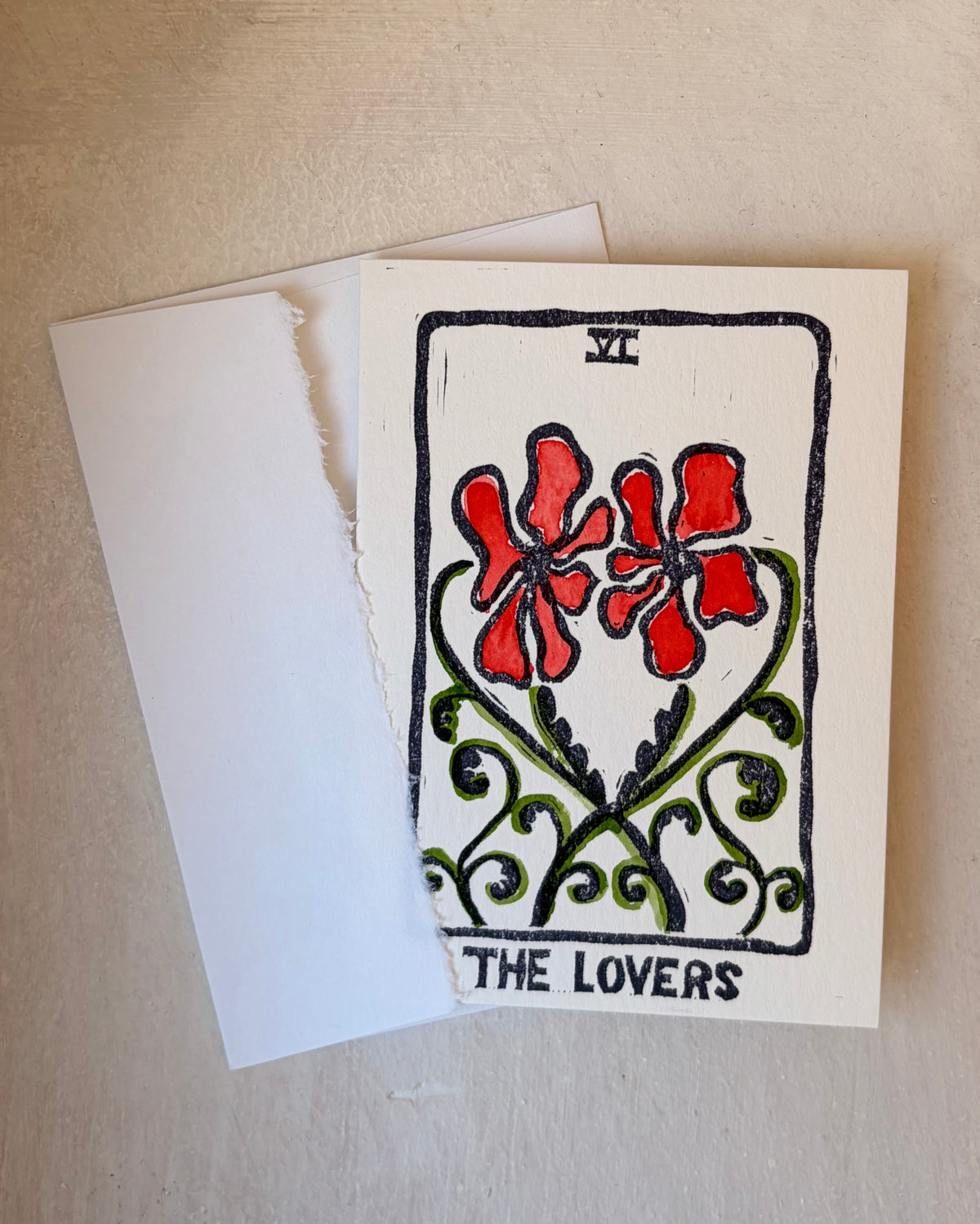 The Lovers: Hand-Painted Original Tarot Greeting Card