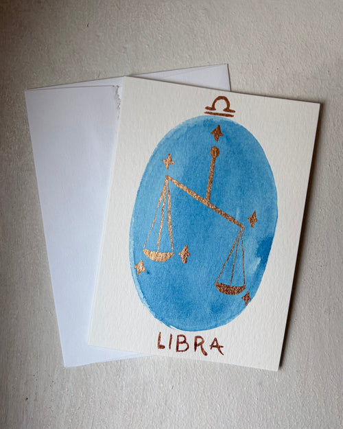 Libra: Hand-Painted Original Greeting Card
